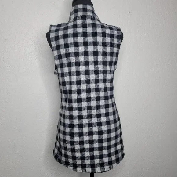 Cuddl Duds Womens Cozy Comfort Black Plaid Fleece Full Zip Thermal Layer Vest✨️M - Picture 3 of 11